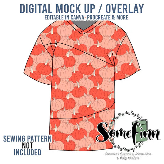 3 Panel V-Neck T-Shirt Lined Mock Up