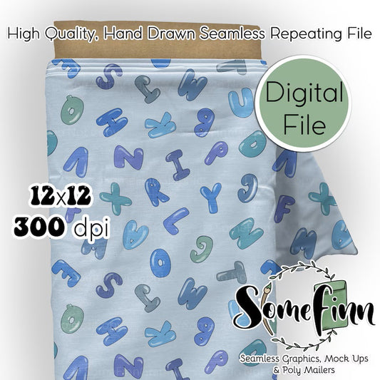 Alphabet Seamless 12x12 Digital Paper| Blue