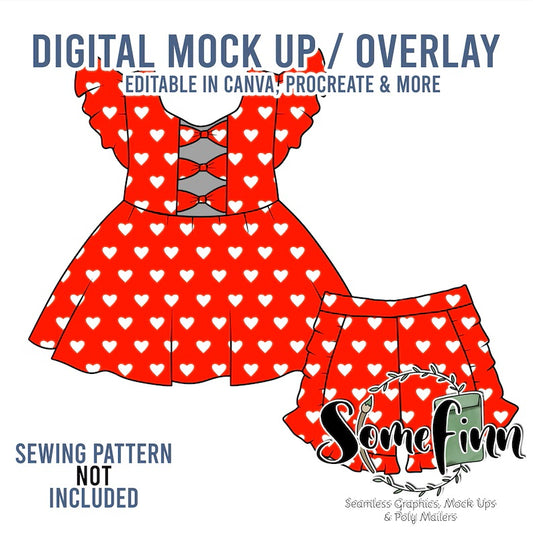 Bow Back Peplum With Ruffle Shorts Mock-Up