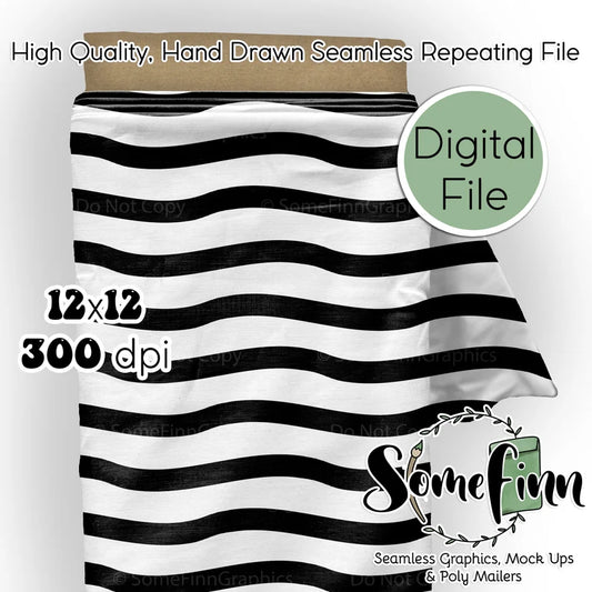 Black and White Wavy Stripes Seamless