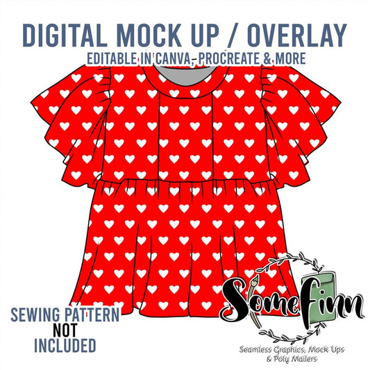 Flutter Sleeve Panel Dress Mock-Up