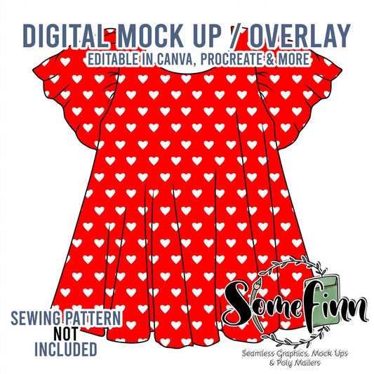 Flutter Bubble Sleeve Dress Mock-Up