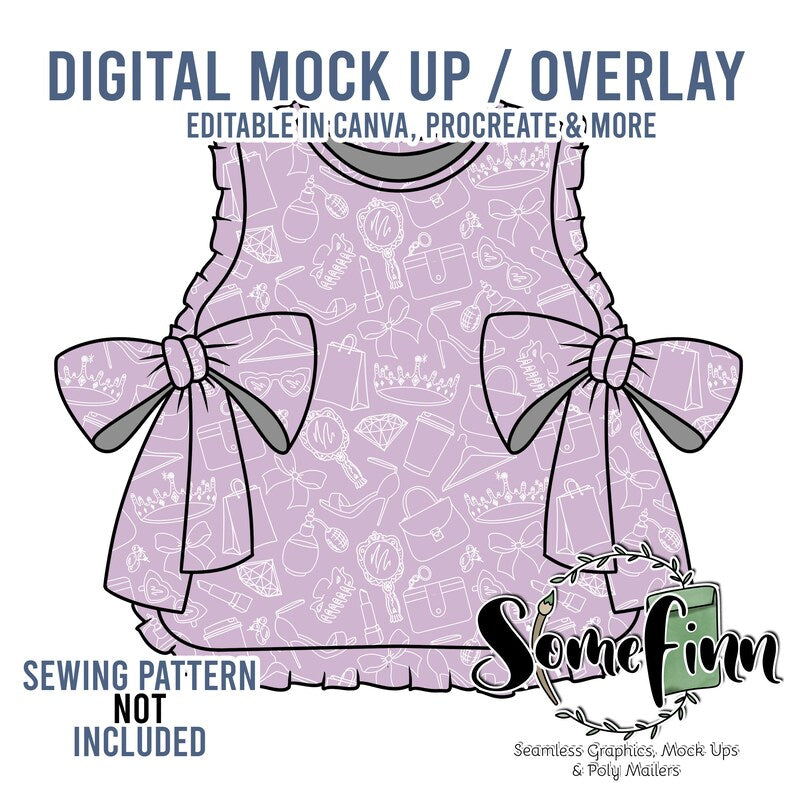 Bib Shirt With Ruffles and Bows Mock-Up