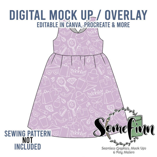 Cross Back Sleeveless Dress Mock-Up