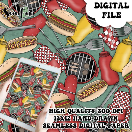 BBQ Seamless Digital Paper