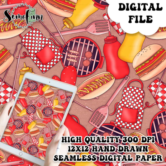 BBQ Seamless Digital Paper