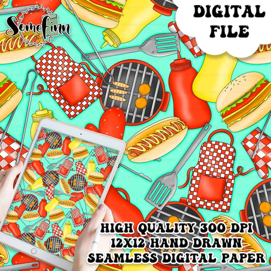 BBQ Seamless Digital Paper