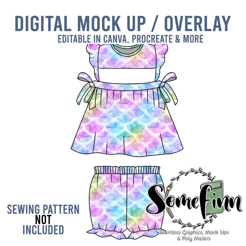 Bib Shirt With Ruffles and Bows Mock-Up