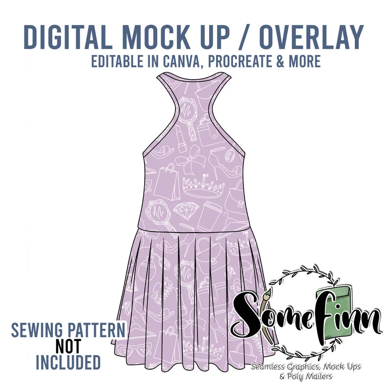 Drop Waist Sleeveless Dress Mock-Up