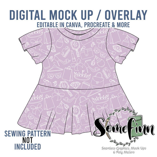 Flutter Sleeve Peplum Mock-Up