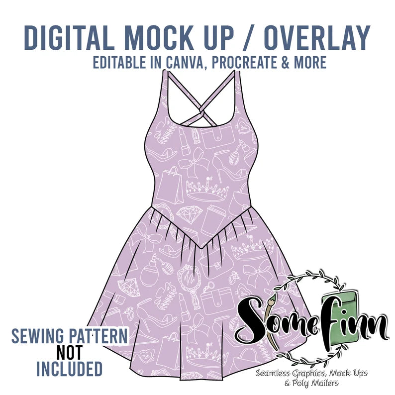 Cross Back Tennis Dress Mock-Up