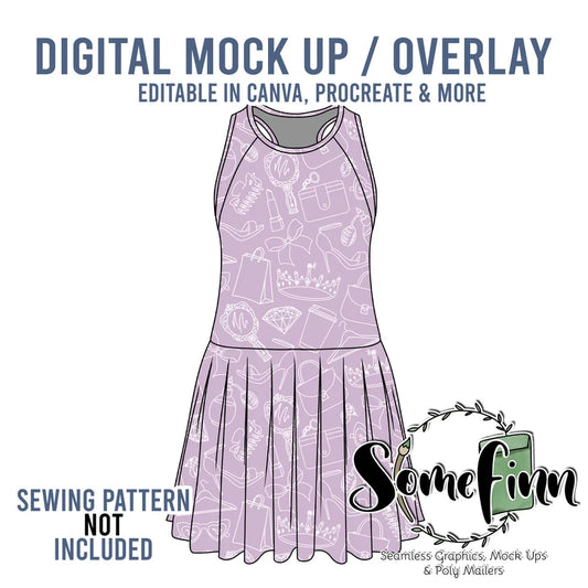 Drop Waist Sleeveless Dress Mock-Up