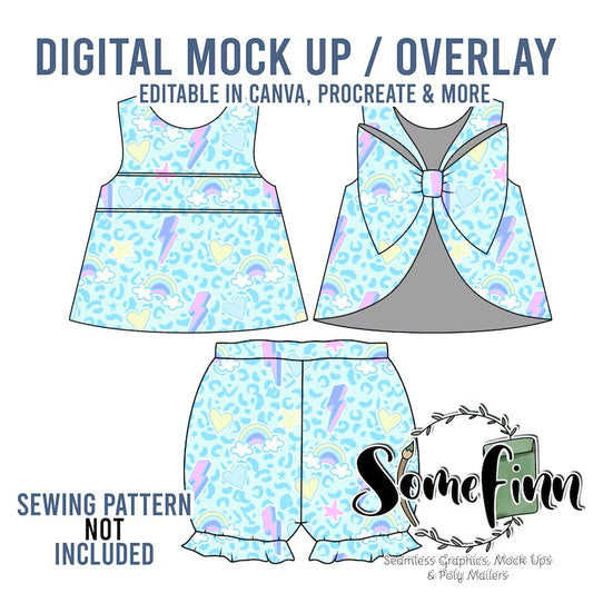 Bow Back Top Dress with Ruffle Shorts Mock-Up