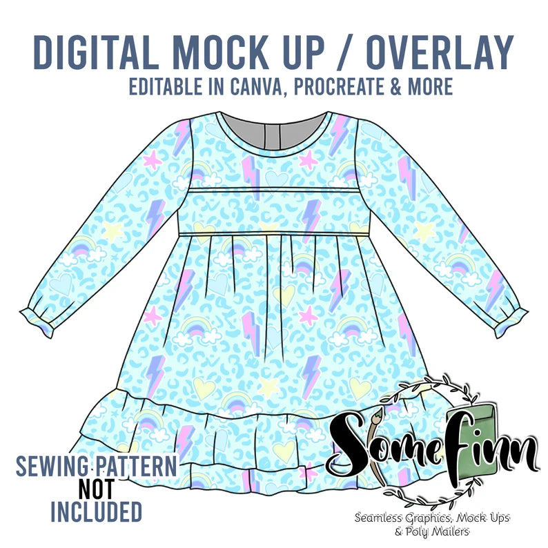 Bibbed Long Sleeve Dress Mock-Up