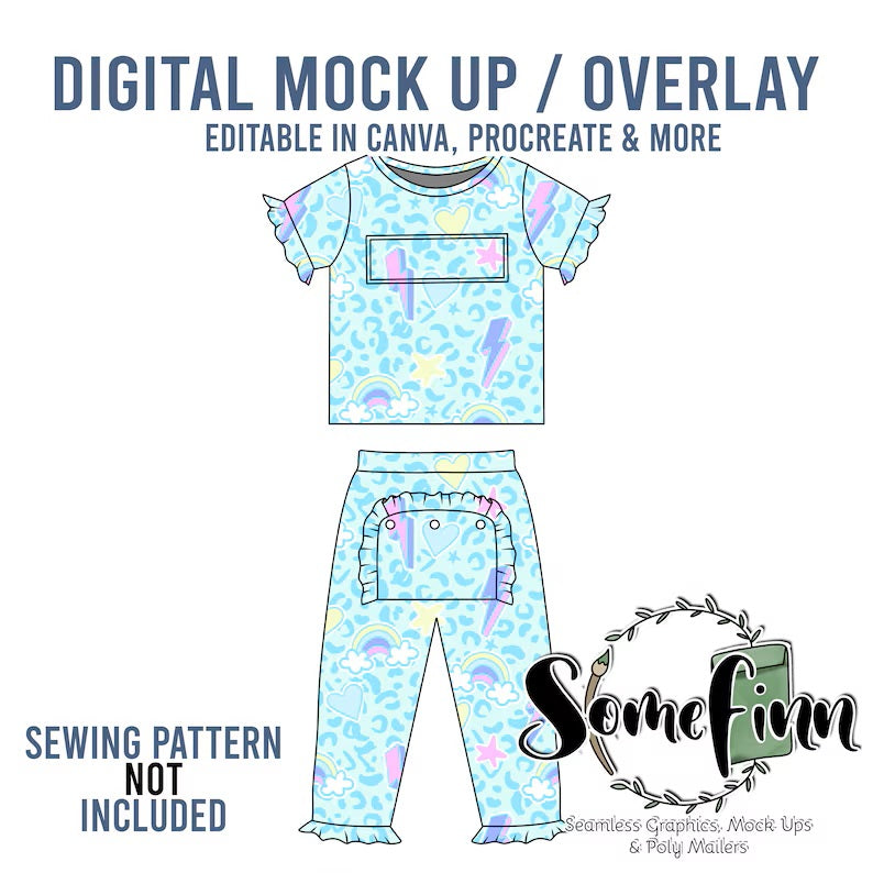 Flutter Ruffle Pajamas Mock-Up