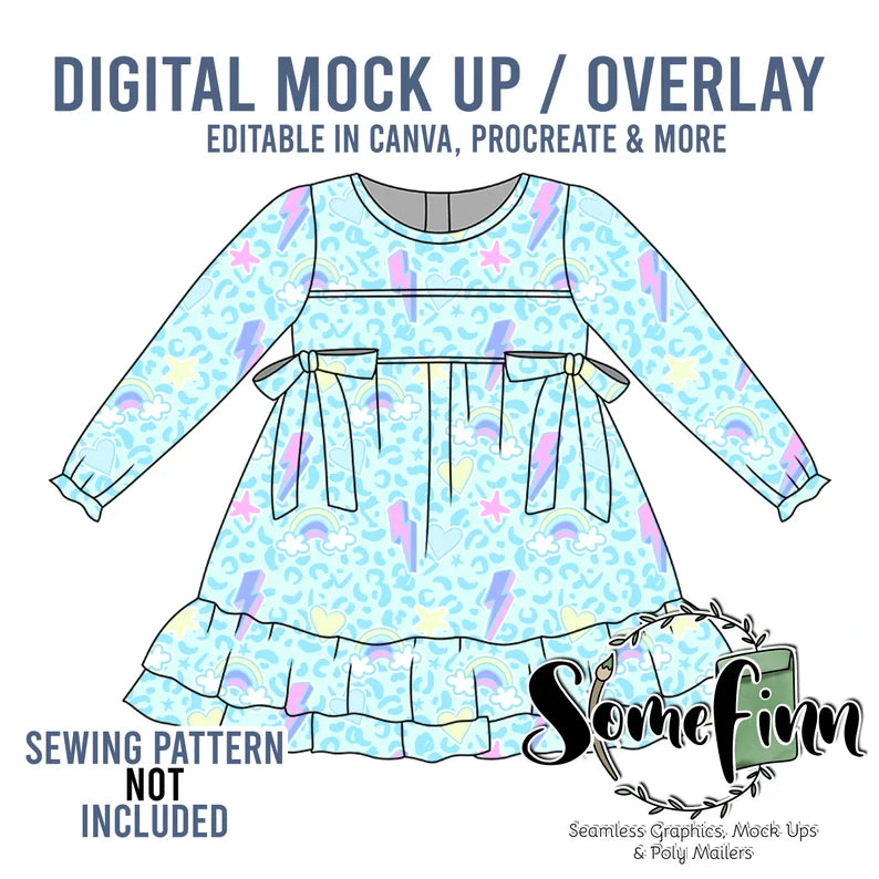 Bibbed Long Sleeve Dress Mock-Up
