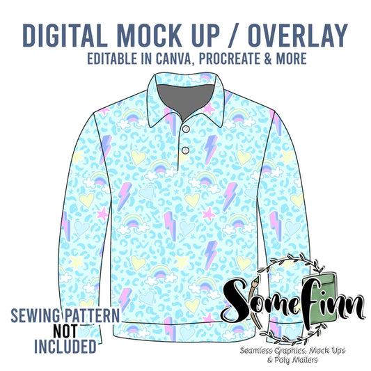 Collared Henley Shirt Mock-Up