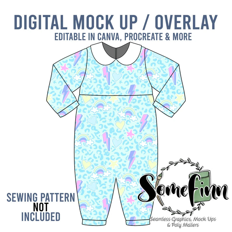 Collared Long Sleeve Romper Mock-Up