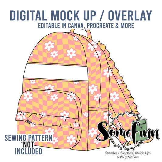 Backpack Ruffle Handbag Lined Mock-Up