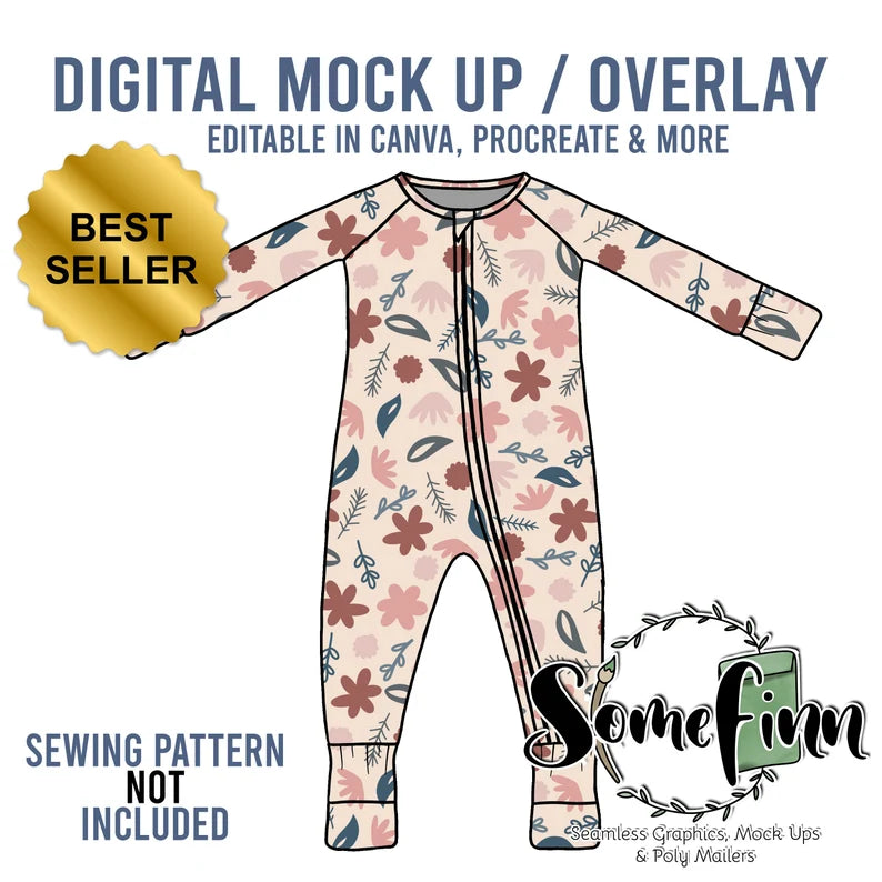Fold Over Foot Pajamas Mock-Up