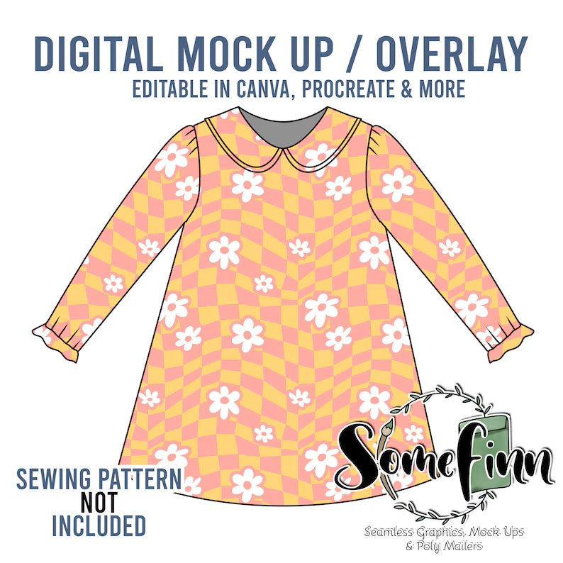 Collared Long Sleeve Dress Mock-Up