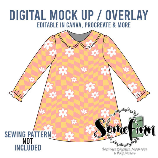 Collared Long Sleeve Dress Mock-Up