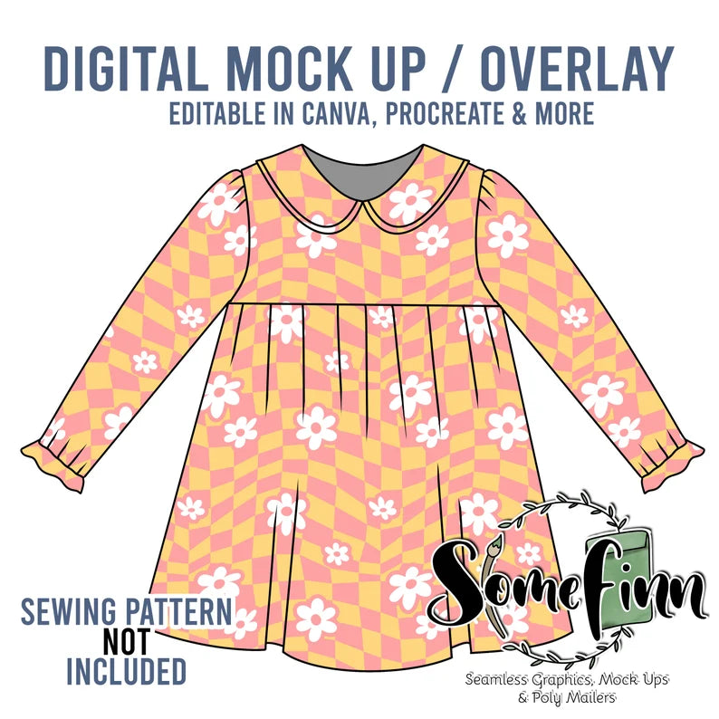 Collared Long Sleeve Dress Mock-Up