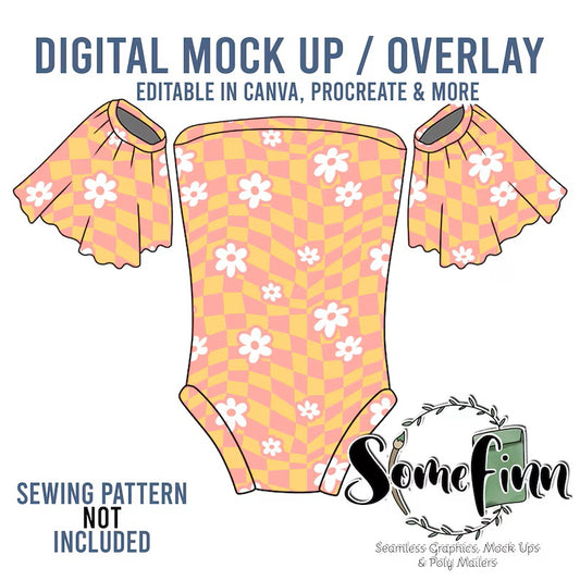 Bodysuit Strapless Flutter Sleeve Mock-Up