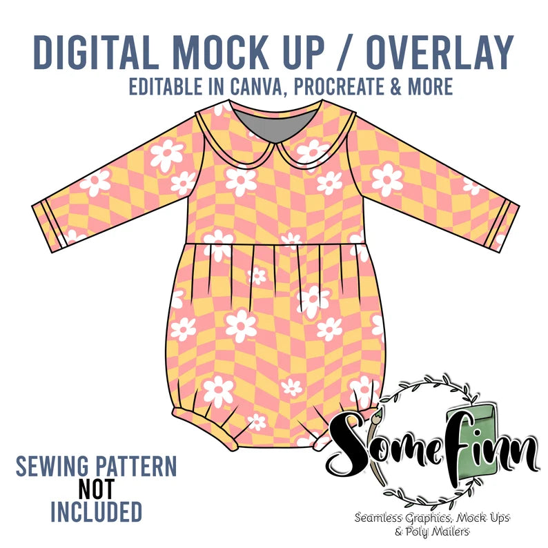 Collared Long Sleeve Romper Mock-Up