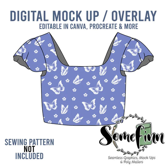 Crop Top Flutter Sleeve Mock-Up