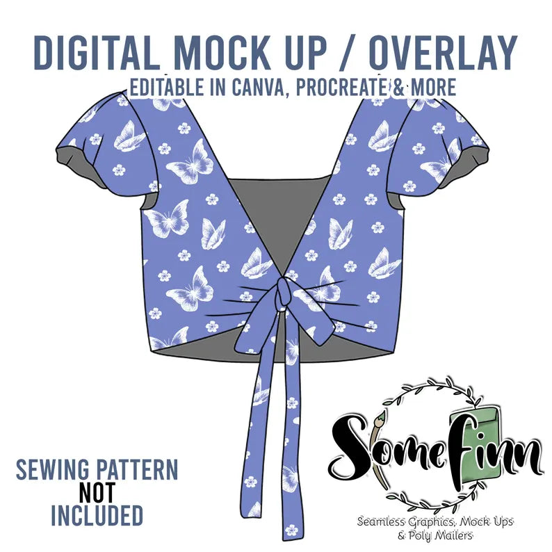 Crop Top Flutter Sleeve Mock-Up