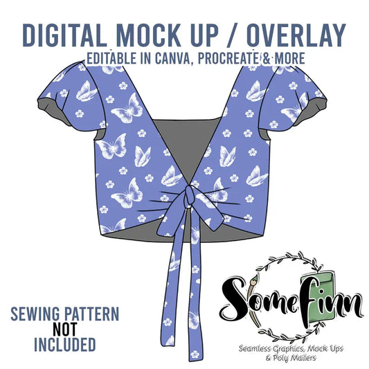 Crop Top Flutter Sleeve Mock-Up