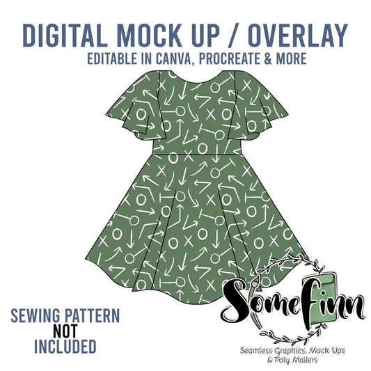 Flutter Sleeve Twirl Dress Mock-Up