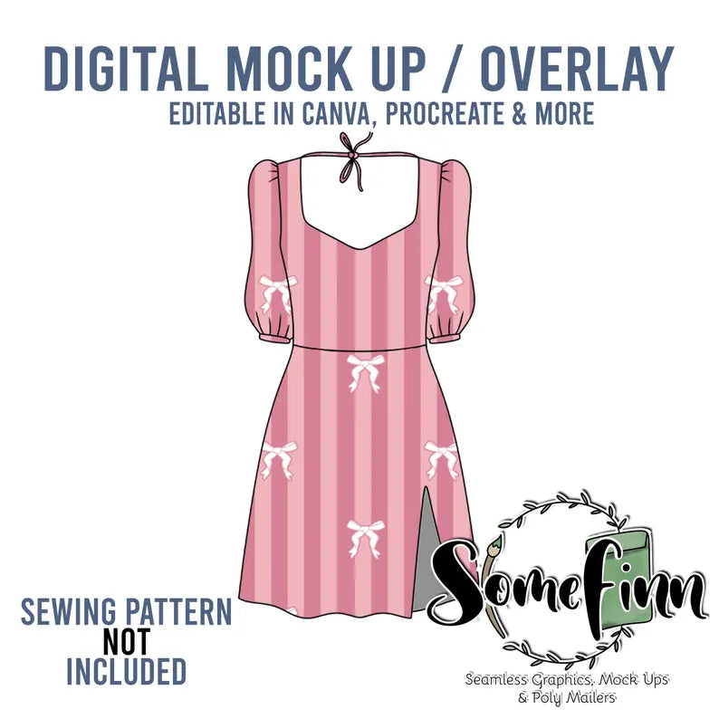 Flow Sleeve Dress With Slit Mock-Up