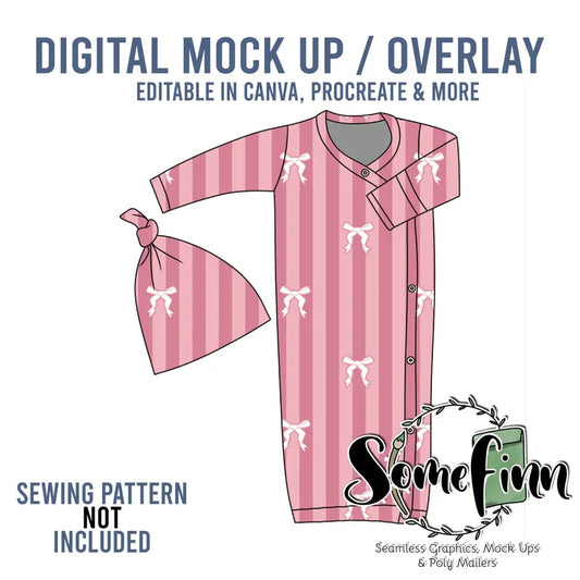 Baby Gown and Hat Mock-Up