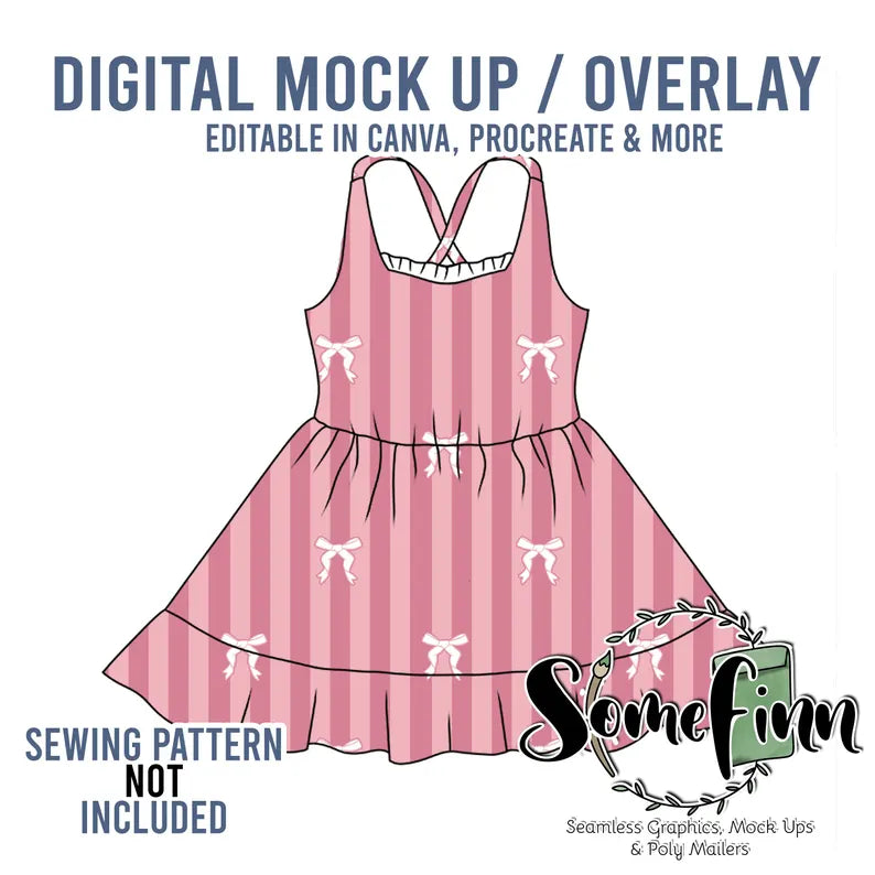 Cross Back Twirl Dress Mock-Up