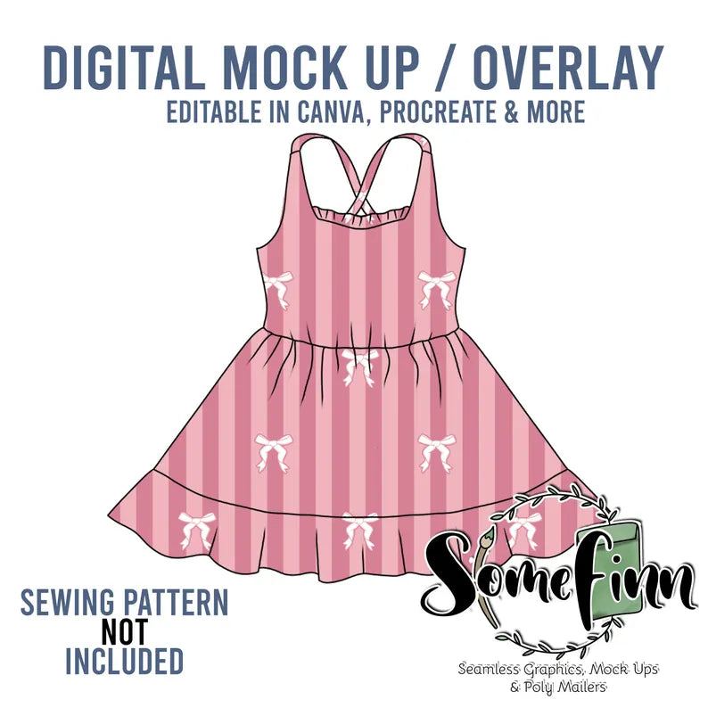 Cross Back Twirl Dress Mock-Up