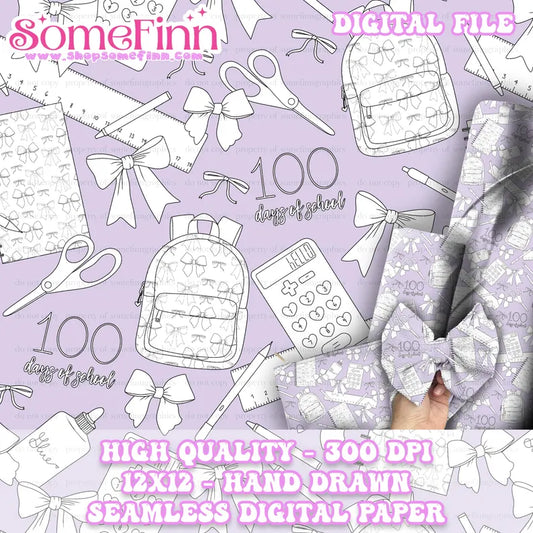 100 Days of School Seamless Pattern