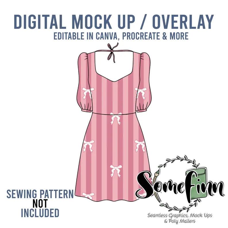 Flow Sleeve Dress With Slit Mock-Up