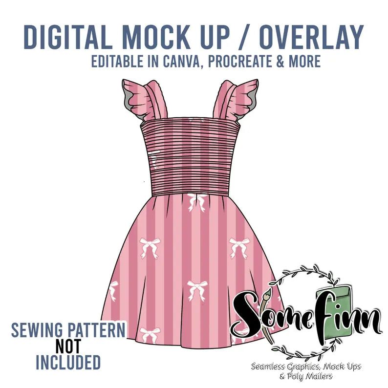Flutter Sleeve Twirl Dress Mock-Up