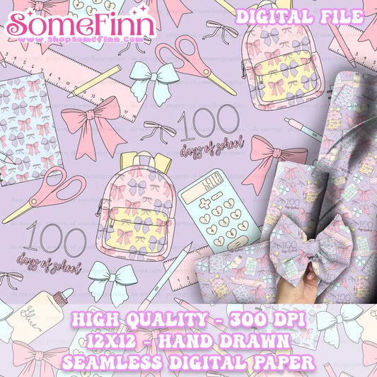 100 Days of School Seamless Pattern