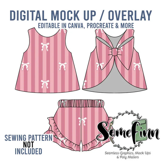 Bow Back Top Dress with Ruffle Shorts Mock-Up