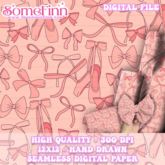 Ballet Slippers and Bows Digital Seamless Pattern