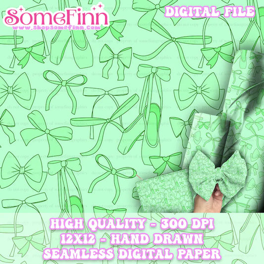 Ballet Slippers and Bows Digital Seamless Pattern