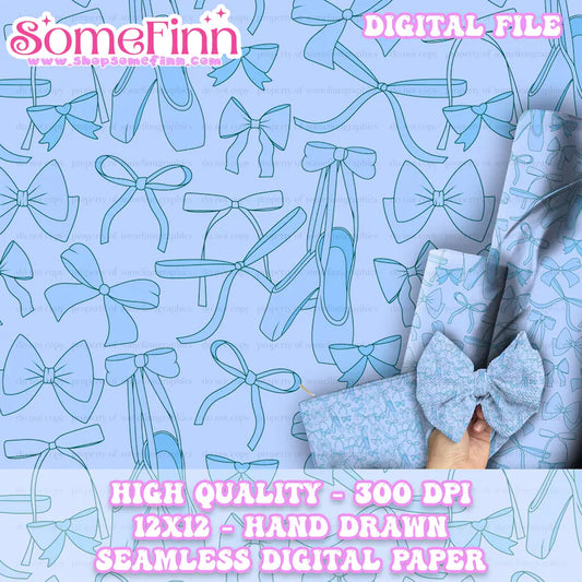 Ballet Slippers and Bows Digital Seamless Pattern