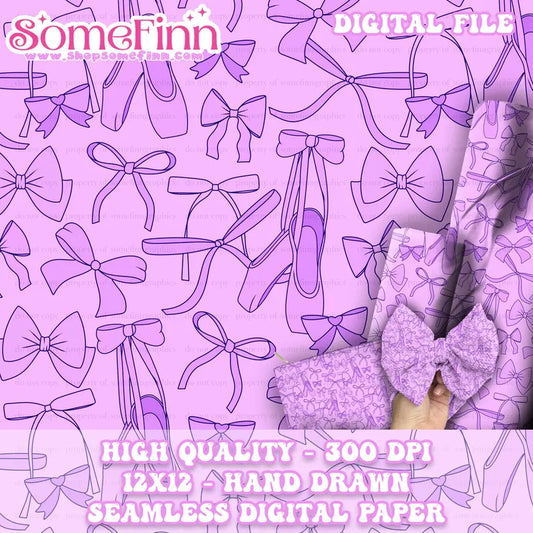 Ballet Slippers and Bows Digital Seamless Pattern