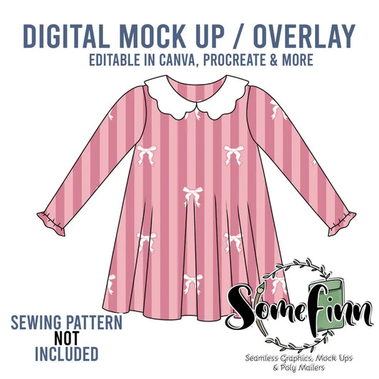 Collared Long Sleeve Dress Mock-Up