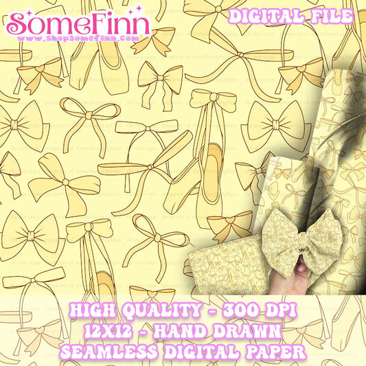 Ballet Slippers and Bows Digital Seamless Pattern