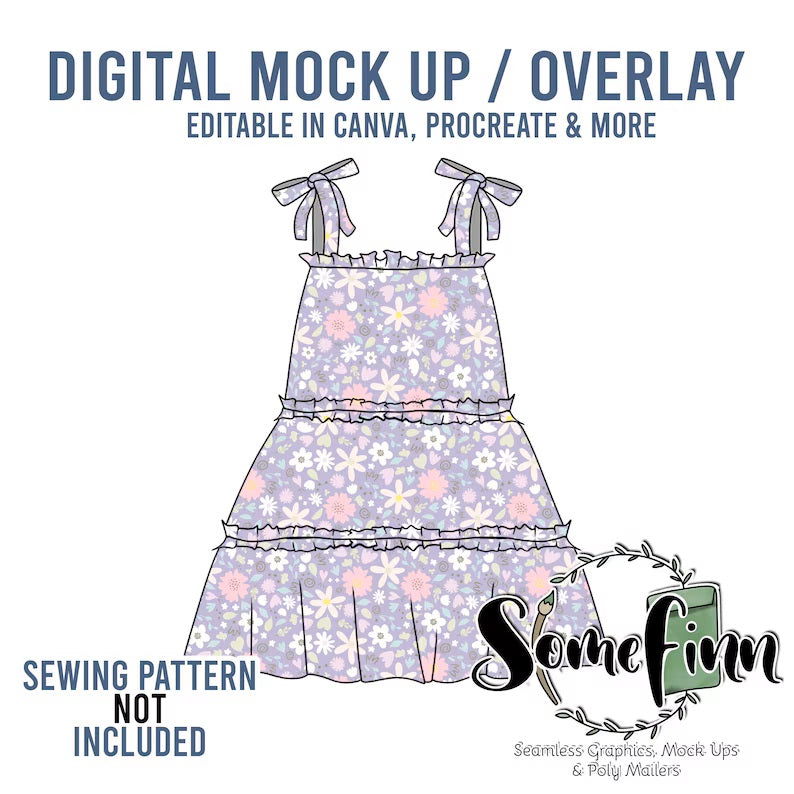 Dress Ruffle Tie Shoulders Mock-Up