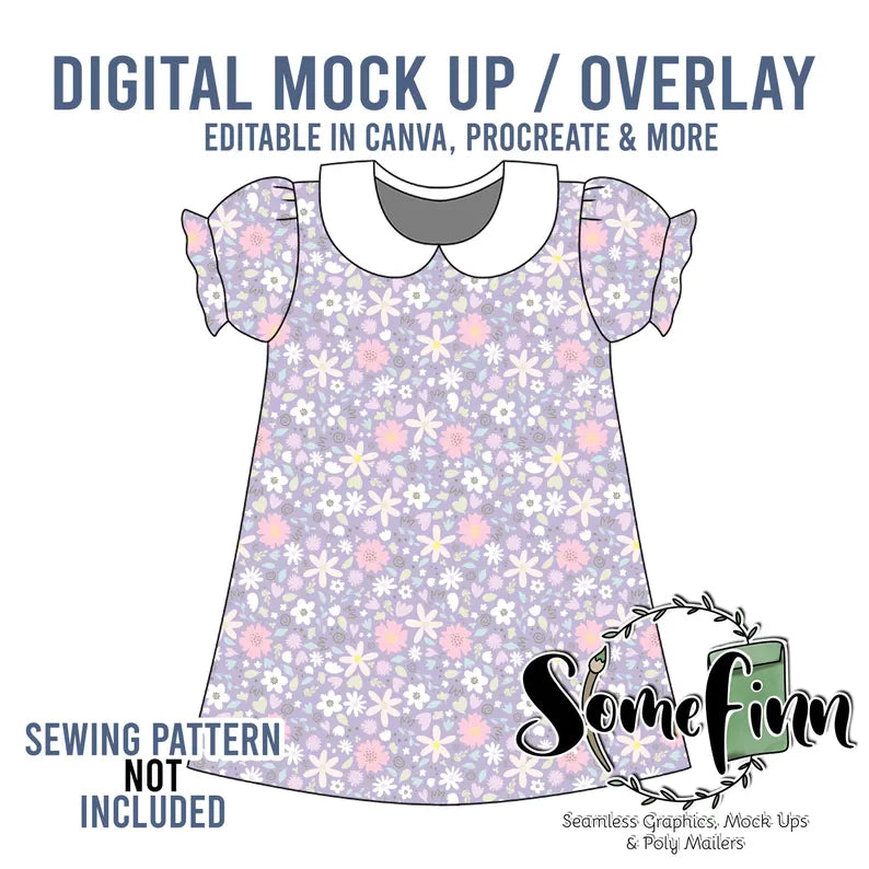 Collar Puff Sleeve Dress Mock-Up